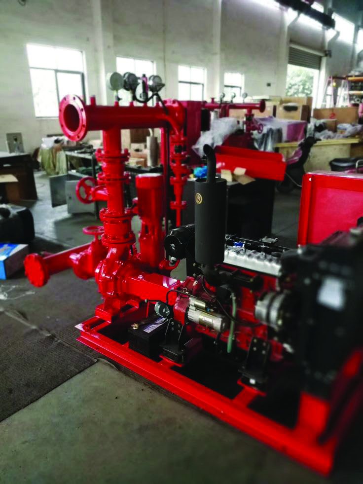 Diesel-driven fire pump skid package